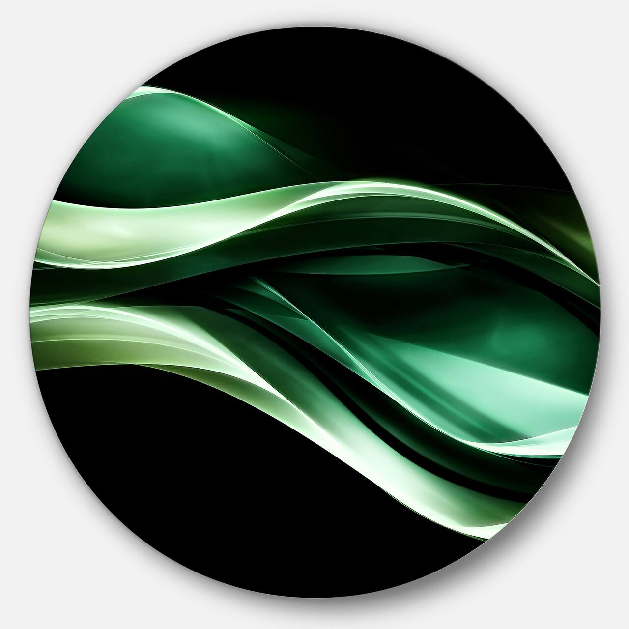 Designart - Glittering Green Pattern&#x27; Disc Abstract Circle Metal Wall Art